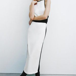 Zara Black White Side Maxi Dress